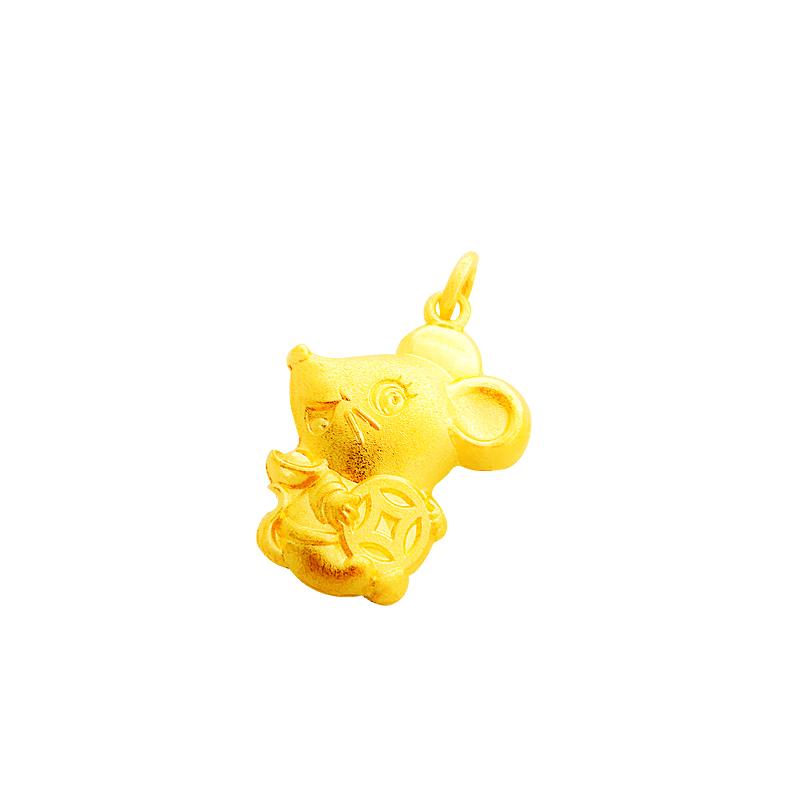24K (999) Yellow Gold Double Prosperity Rat Pendant
