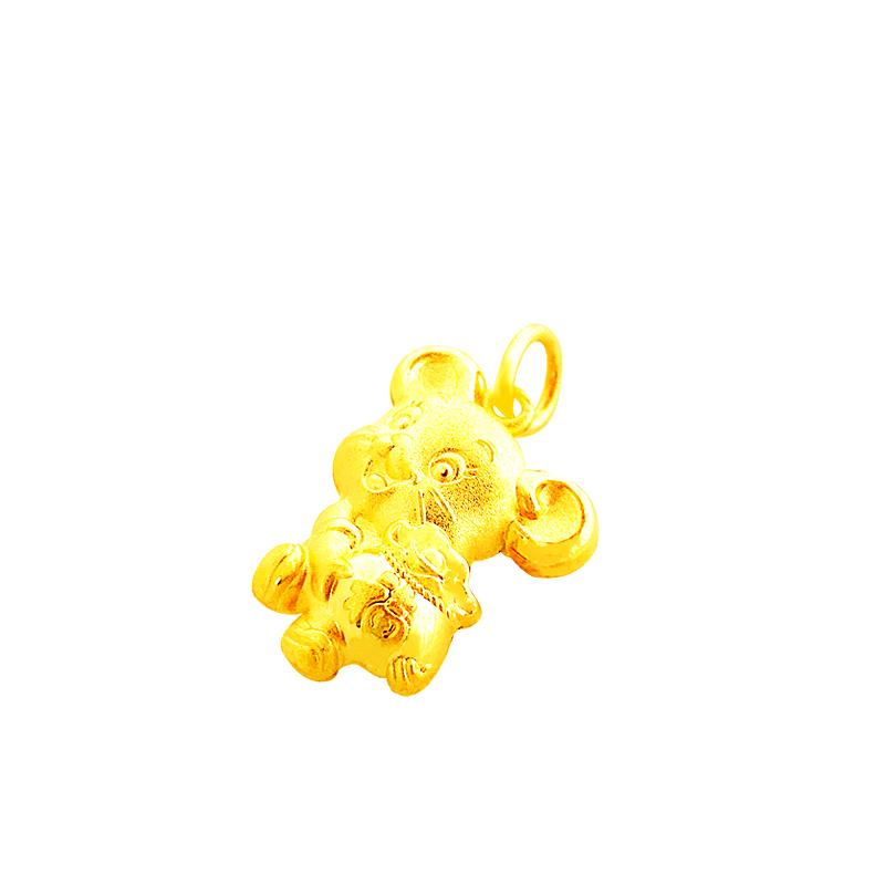 24K (999) Yellow Gold Happy & Prosperous Mouse Pendant
