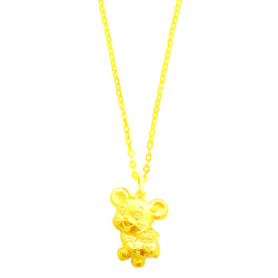 24K (999) Yellow Gold Happy & Prosperous Mouse Pendant