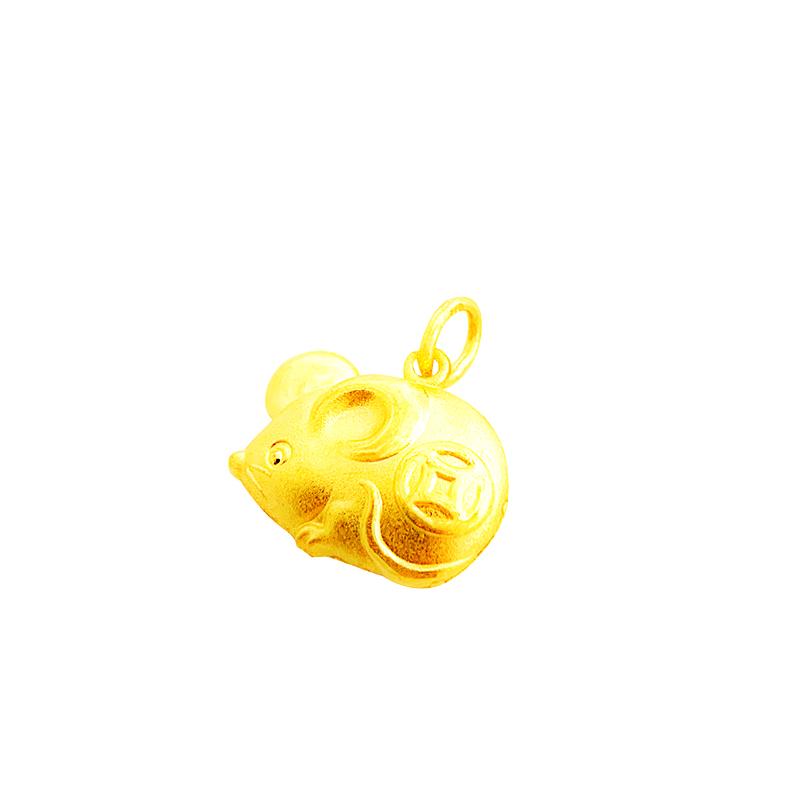 24K (999) Yellow Gold Prosperity and Auspicious Rat Pendant