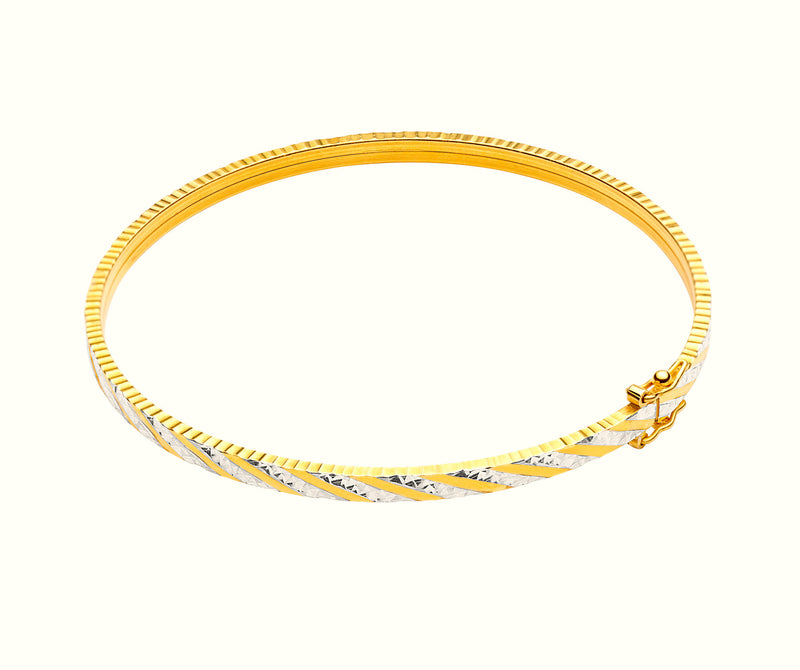 22K/916 Yellow Gold Two Tone Sparkle Bangle