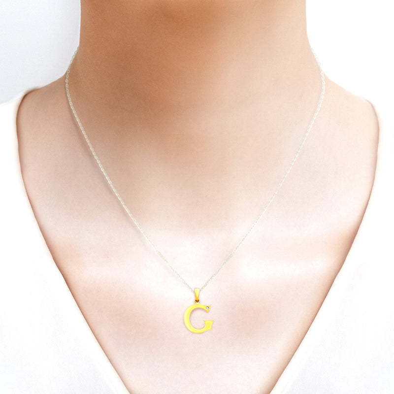 9K (375) Yellow Gold Ladies/ Women Letter G Diamond Pendant