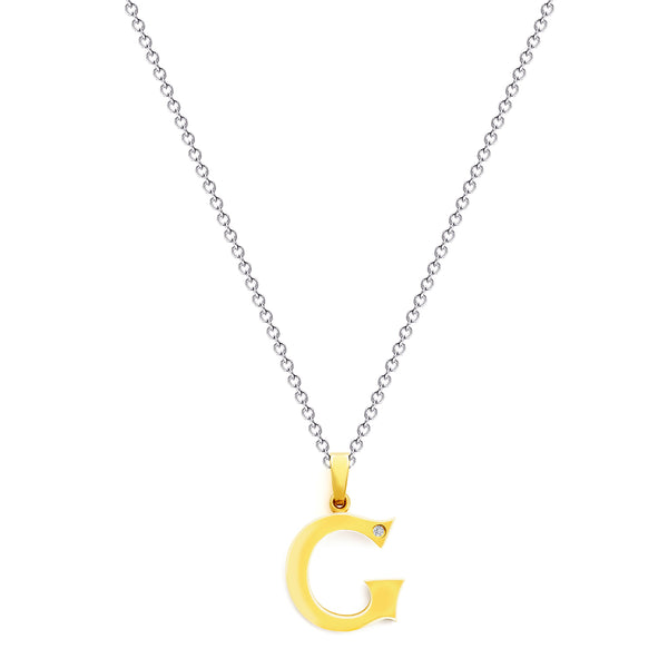 9K (375) Yellow Gold Ladies/ Women Letter G Diamond Pendant