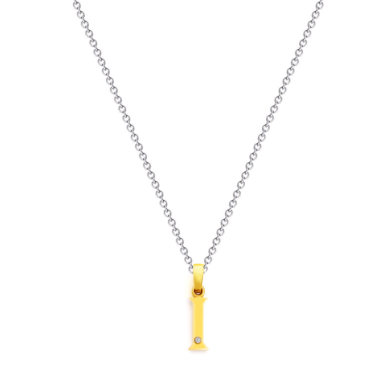 9K (375) Yellow Gold Ladies/ Women Letter I Diamond Pendant