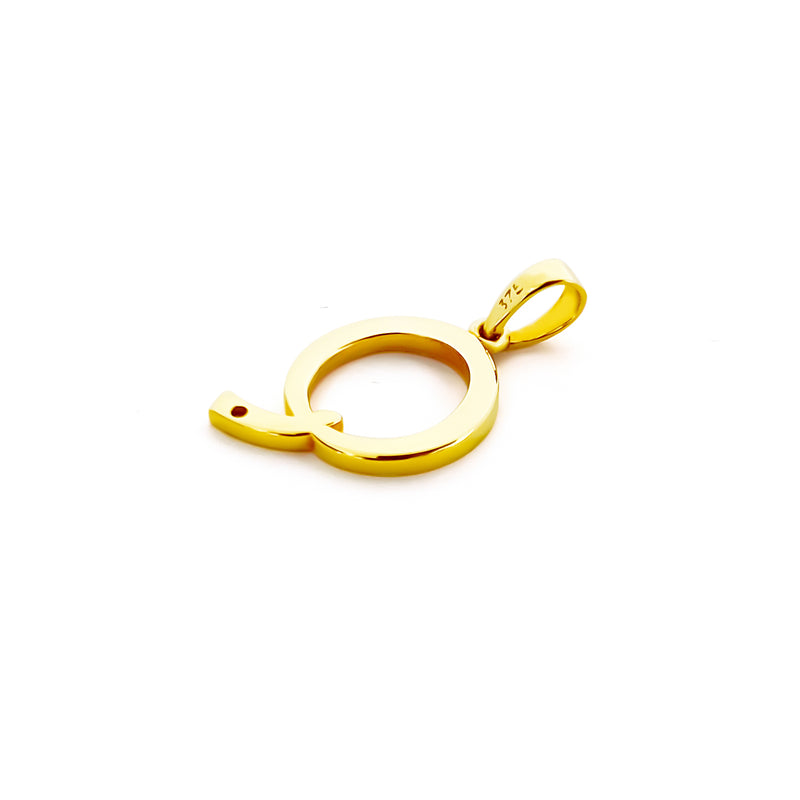 9K (375) Yellow Gold Ladies/ Women Letter Q Diamond Pendant