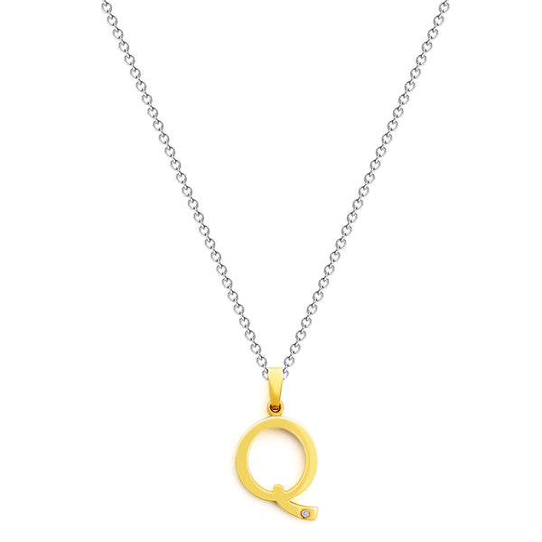 9K (375) Yellow Gold Ladies/ Women Letter Q Diamond Pendant
