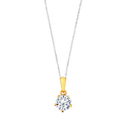 9K (375) Yellow Gold Ladies/ Women Round Cubic Zirconia Pendant