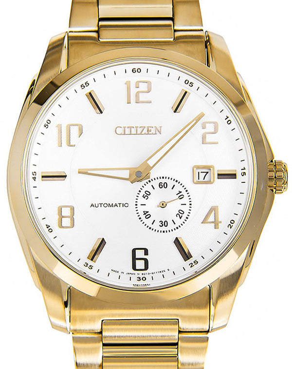 Citizen Men NJ0042-59B White Dial Gold Plated Stainless Steel Watch