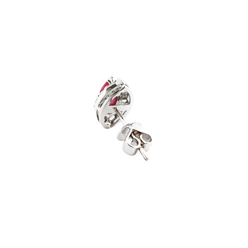 18K/ 750 White Gold Marquise Ruby Diamond Earrings