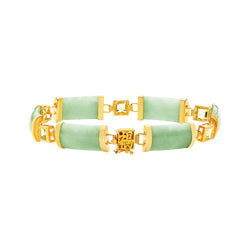 9K/375 Yellow Gold Auspicious Jade Peridot Link Bracelet