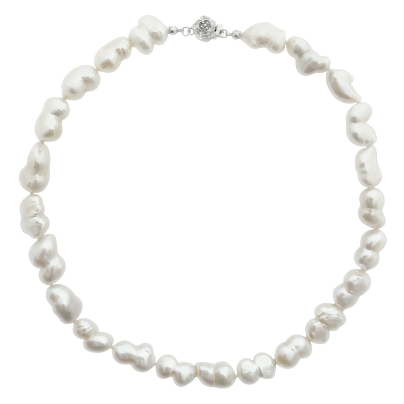 White Natural Baroque Pearl Necklace