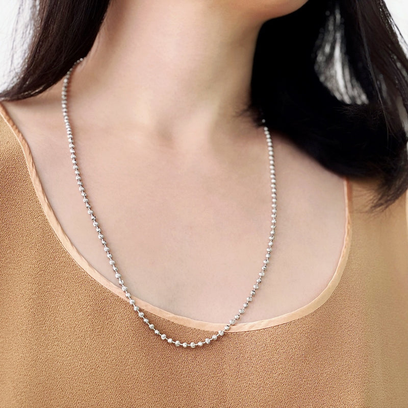 18K/ 750 White Gold Mix Beads Necklace