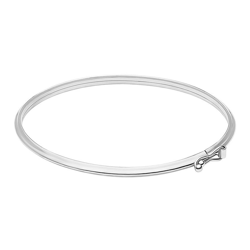 18K/750 White Gold Modern Knife Edge Plain Oval Bangle