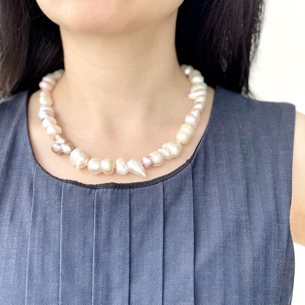 Fancy Lavender Natural Baroque Pearl Necklace