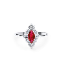18K/750 White Gold Marquise Ruby Diamond Ring