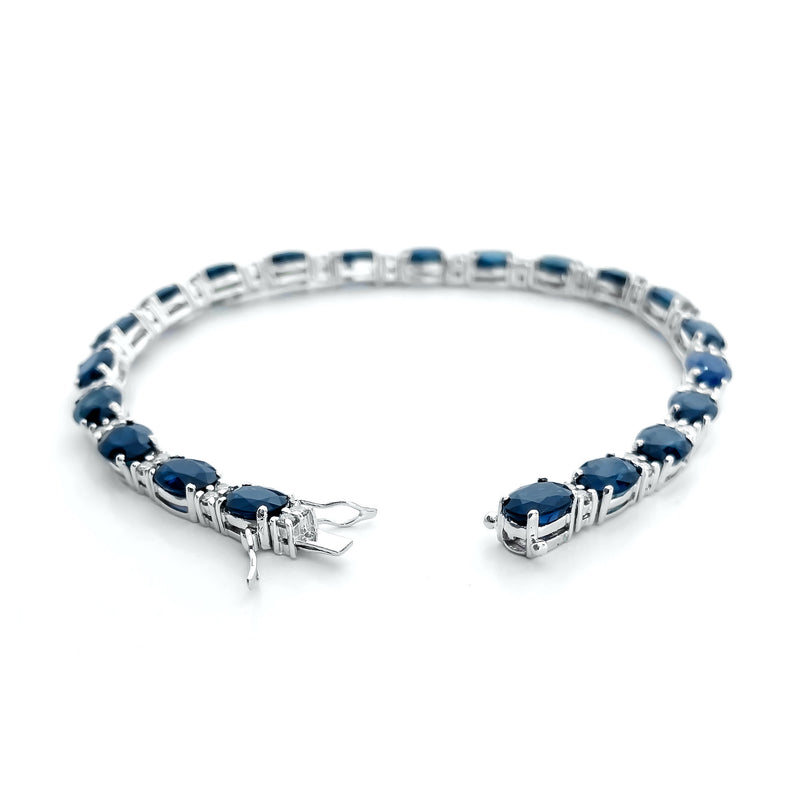 18K/ 750 Gold Blue Sapphire Diamond Tennis Bracelet