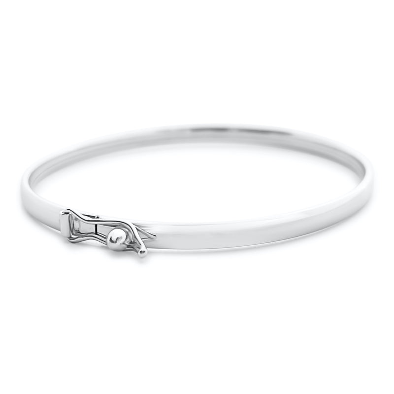 18K/ 750 White Gold Plain Oval Bangle